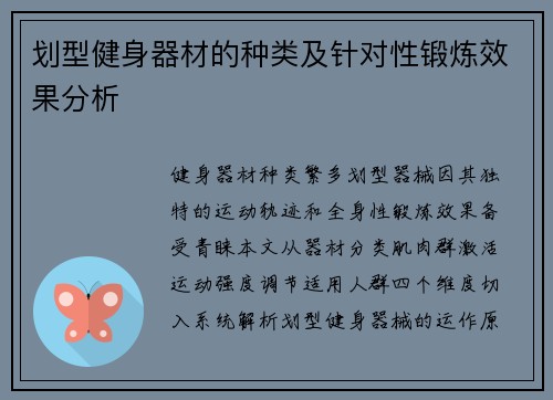 划型健身器材的种类及针对性锻炼效果分析